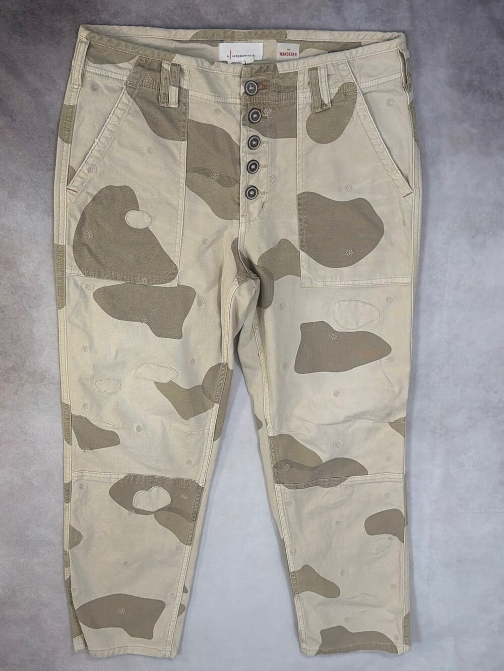 By Anthropologie The Wanderer Camo Embroidered Size 31 Utility Boho Desert